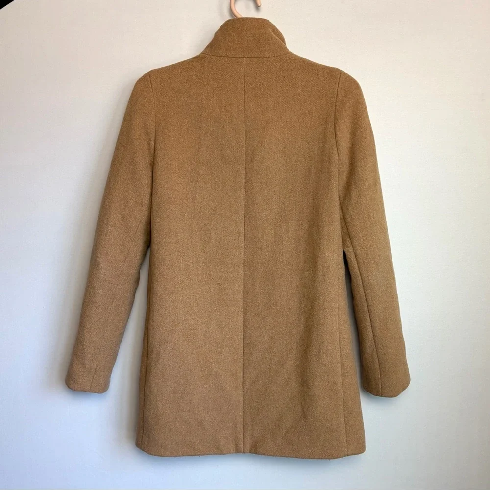 J Crew Factory City Coat 00 Camel Wool Blend Funnel Neck Car Coat Jacket